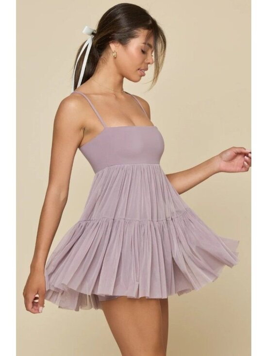 POPFLEX Dresses & Skirts - Popflex Pirouette Babydoll Dress Stretch in Dusty Mauve Size L NWT